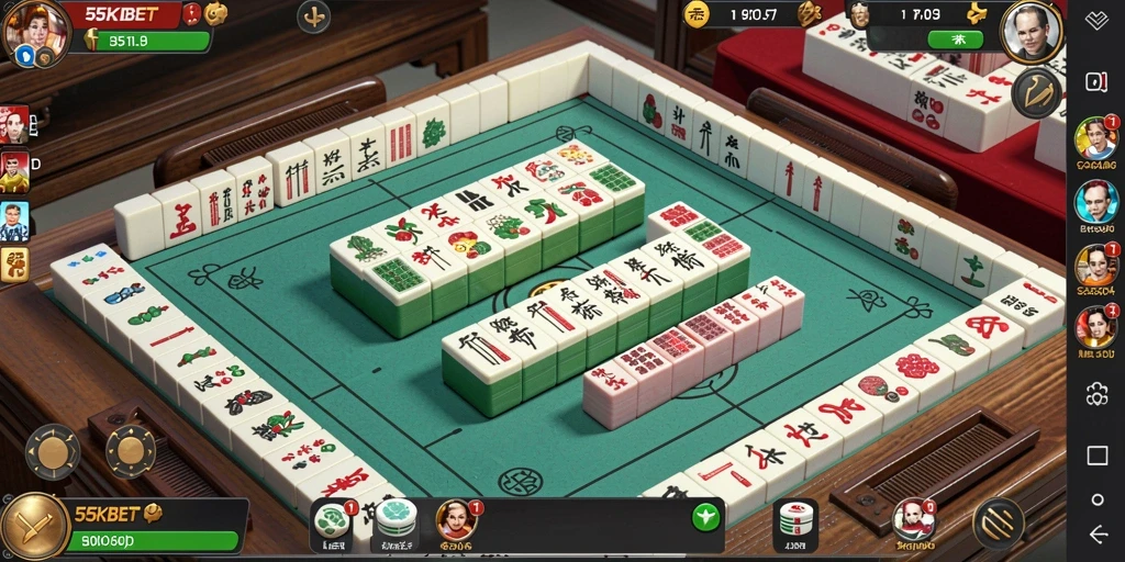 Tampilan gameplay seru di 55KBET yang menampilkan Mahjong.