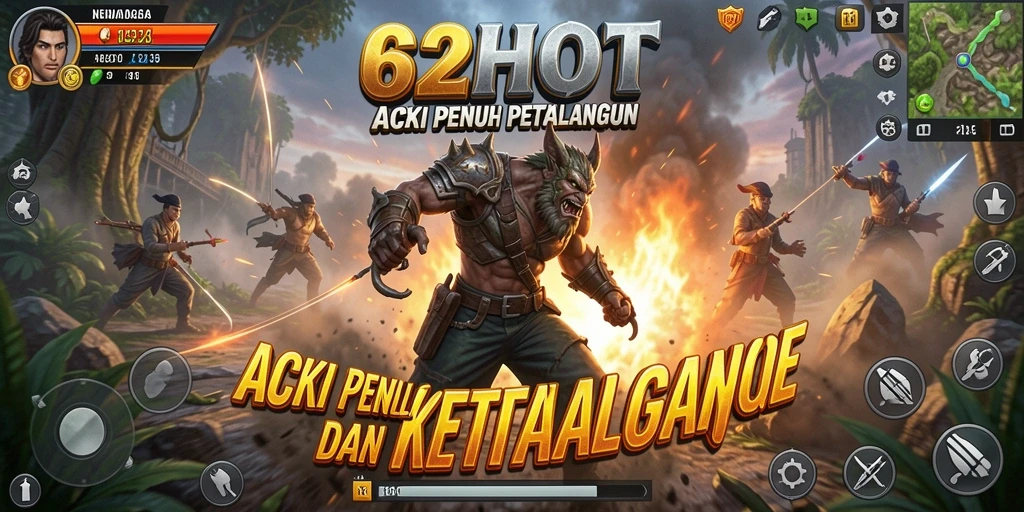 Screenshot utama dari gameplay seru 62HOT memperlihatkan aksi pertarungan yang menegangkan.