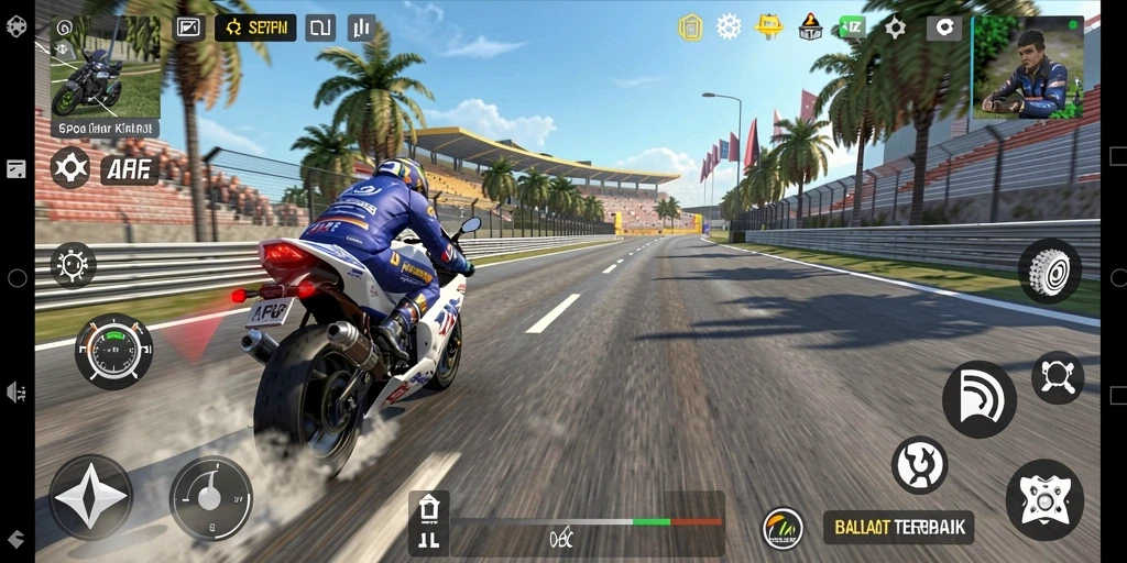 Gameplay AFAF yang menegangkan dan seru saat balapan motor.