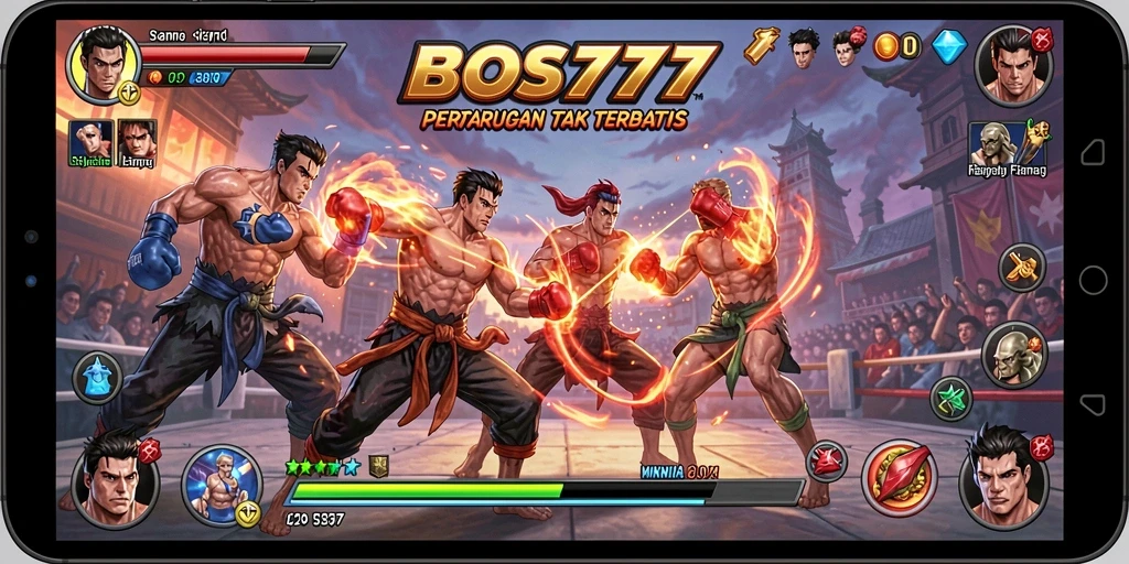 Tampilan gameplay seru dari pertarungan epik di BOS777.