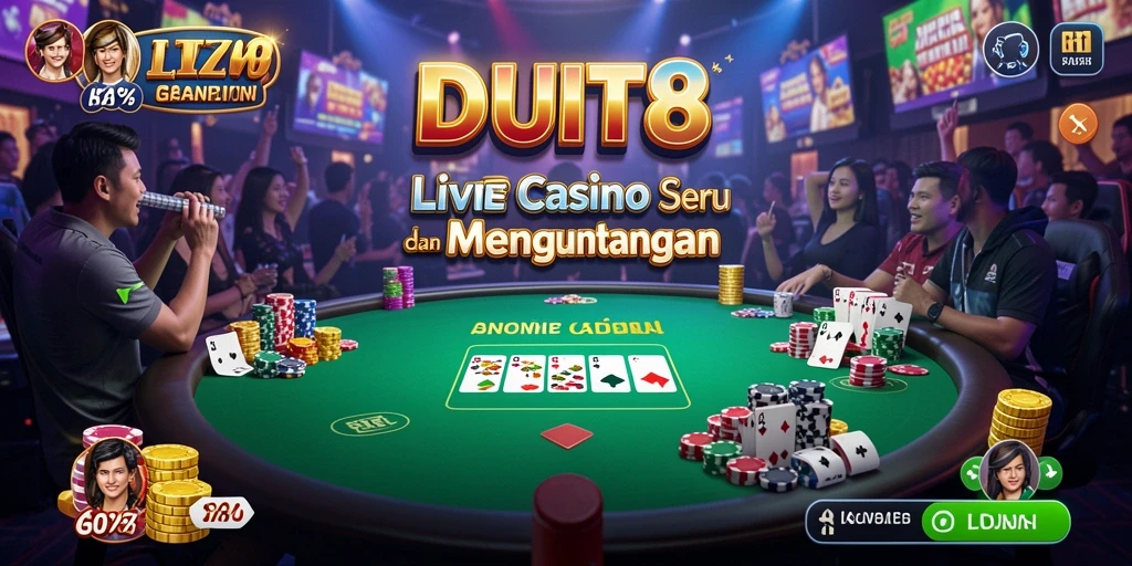 Screenshot gameplay DUIT8 menampilkan interaksi dealer dan pemain yang menegangkan.