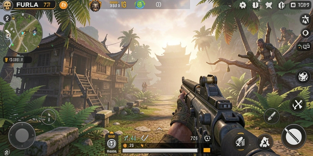 Tangkapan layar gameplay FURLA77 yang menunjukkan aksi pertempuran yang mendebarkan.