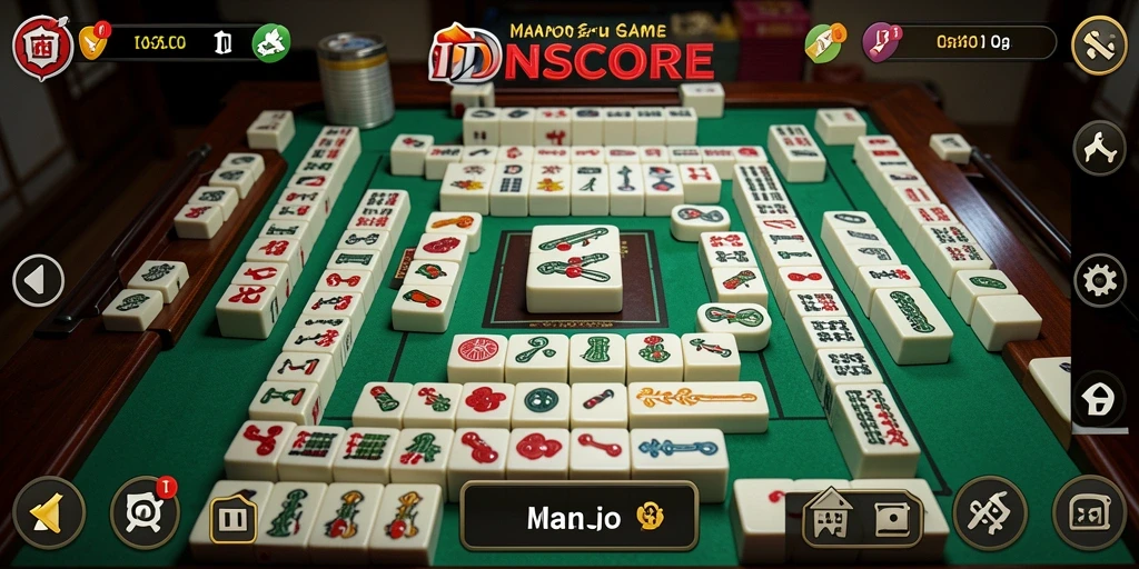 Tampilan gameplay menarik di IDNSCORE dengan ubin Mahjong.