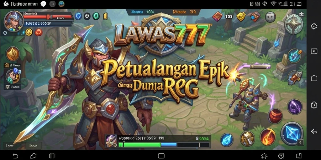 Tampilan gameplay epik LAWAS777 dalam petualangan RPG.