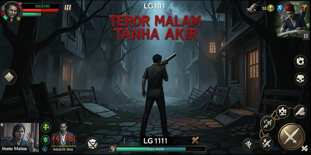 Screenshot menunjukkan suasana menyeramkan dengan makhluk mengerikan dari LG111.