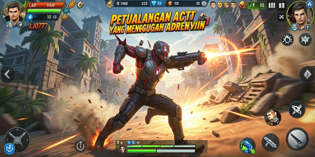 Screenshot gameplay LJO777 menampilkan aksi pertarungan yang mendebarkan.