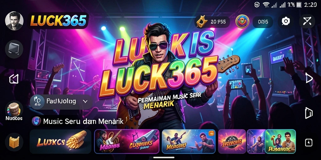 Screenshot utama LUCK365 menampilkan gameplay seru dengan lagu-lagu favorit.