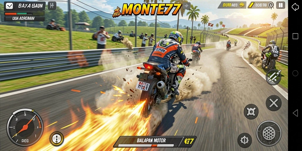 Gameplay seru balapan motor di MONTE77.