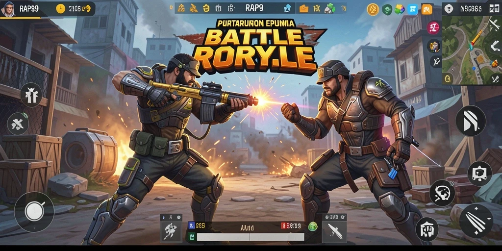 Tampilan menarik dari gameplay Battle Royale yang mendebarkan.