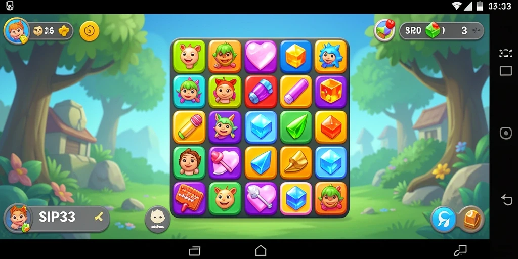 Screenshot gameplay SIP33 menampilkan aksi mencocokkan elemen yang seru.