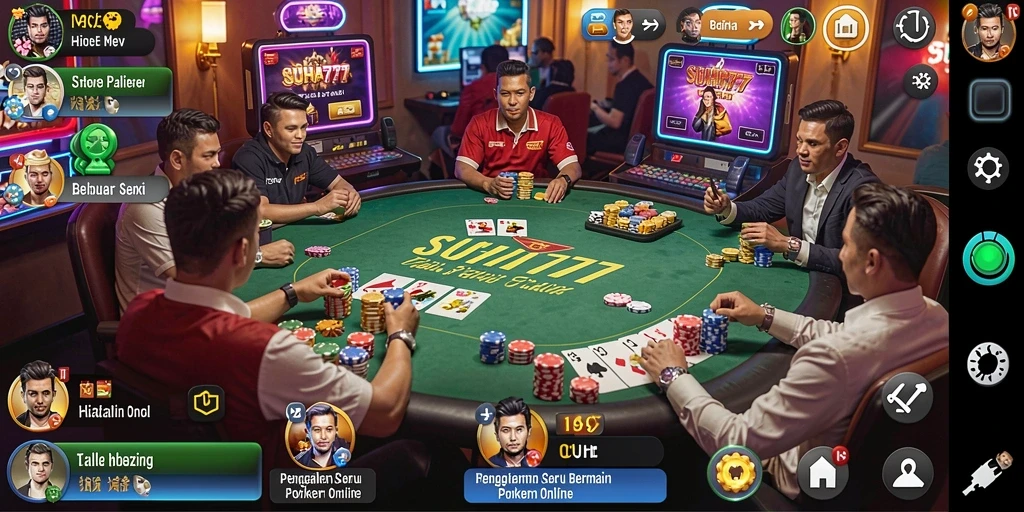 Tampilan gameplay poker yang menarik dan interaktif di SUHU777.