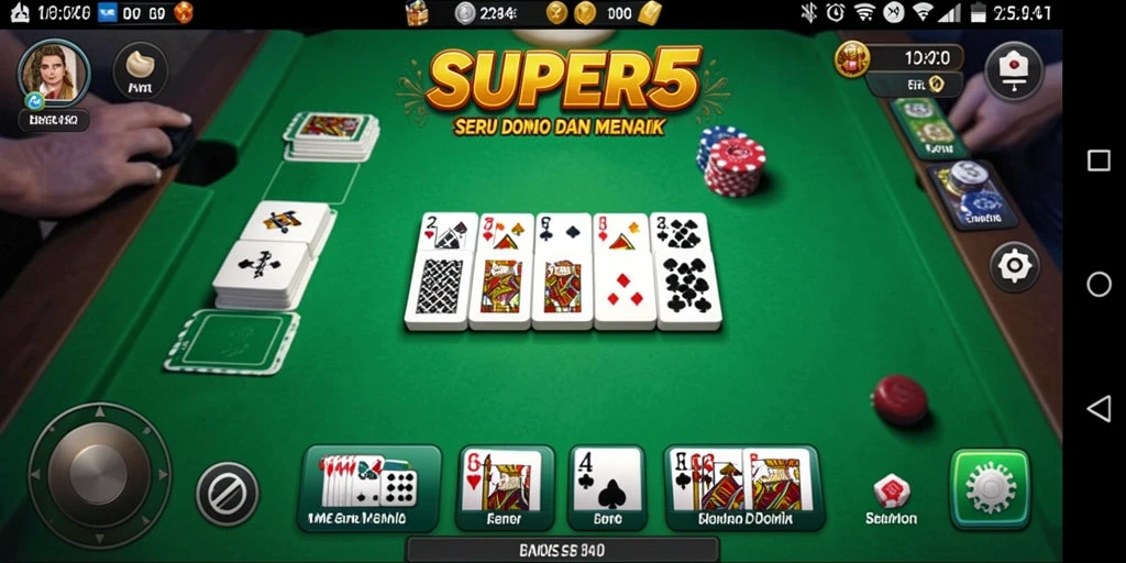 Screenshot gameplay SUPER5 yang menampilkan keseruan bermain Domino.