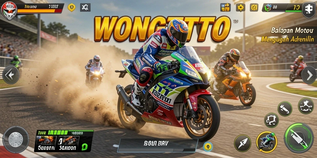 Tampilan seru gameplay balapan motor di WONGTOTO.