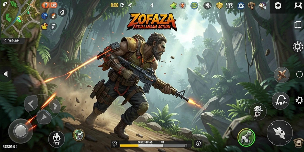 Gameplay ZOFAZA yang mendebarkan dan penuh aksi.